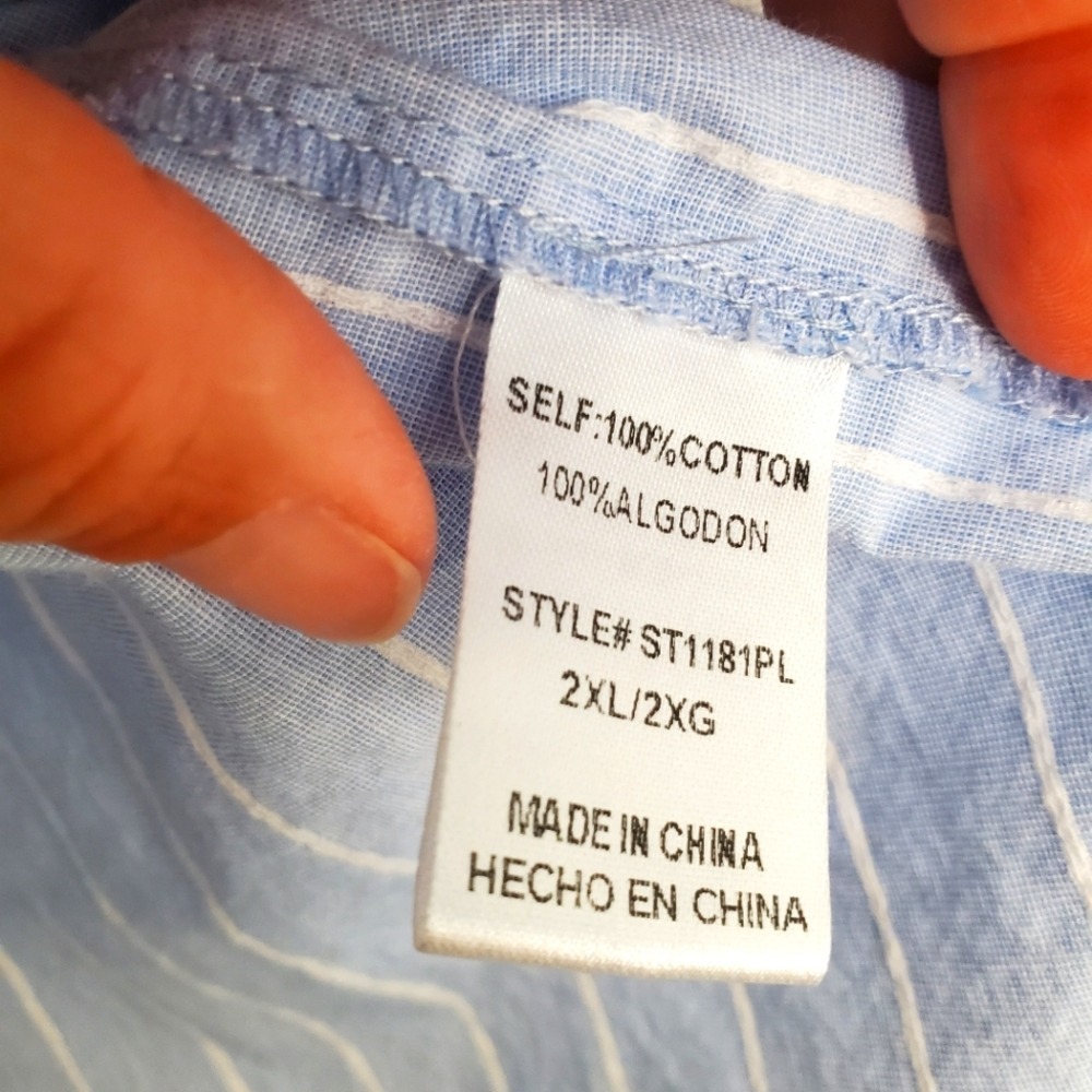 Gee Gee Blue Striped 100% Cotton Button Up Shirt Sz:2XL - Picture 4 of 6